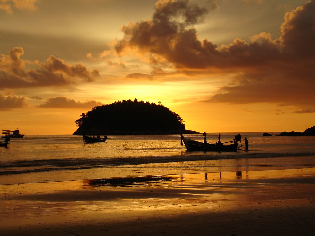 The sun setting over Kata Beach in Phuket